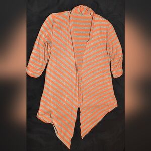 Orange and Gray Striped Cardigan